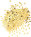 Scattered gold star-shaped confetti pieces in varying sizes and finishes, including matte and metallic dark accents, arranged on a white background.