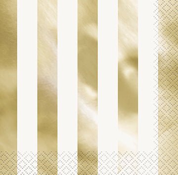 16ct Lunch Napkins Gold Stripe Foil - Party Supplies