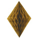 Gold diamond-shaped honeycomb decoration with accordion-folded panels creating a three-dimensional geometric pattern in metallic gold.