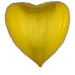 Bright yellow heart-shaped foil balloon with a metallic finish and visible seams typical of mylar balloons.