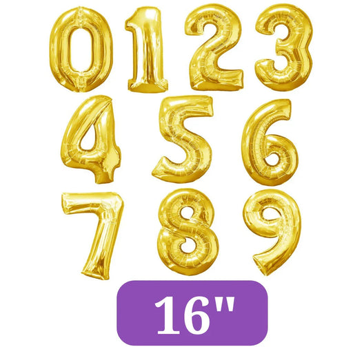 Air Filled Gold Number Balloons 16" | 1 ct