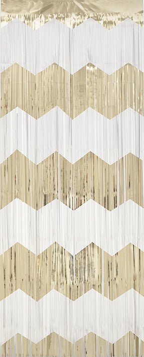 Gold/White Scallop Fringe Door Curtain | 1ct