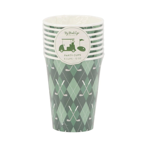 Golf Plaid Paper Cups 12 oz. | 8 ct