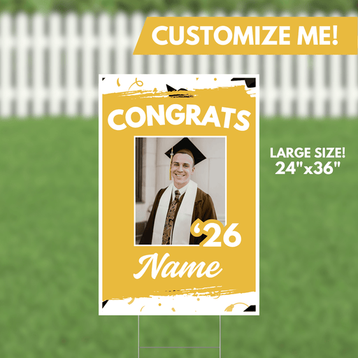 Grad In Color Congrats Custom Image & Name Yard Sign 24"x36" | 1ct
