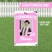 Pink yard sign with "CONGRATS" in white text, a customizable photo window, graduation year "26," and name area, measuring 24 inches by 36 inches.