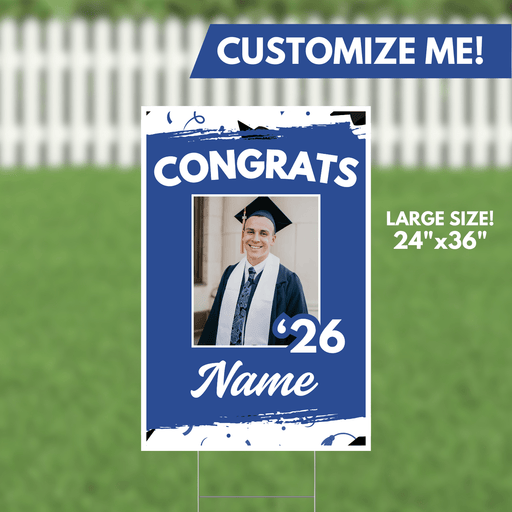 Grad In Color Congrats Custom Image & Name Yard Sign 24"x36" | 1ct