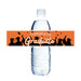Clear plastic water bottle with an orange band wrapped around the middle displaying black silhouettes of graduates in caps and gowns with "CONGRATS Graduate" text in white lettering.