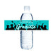 Plastic water bottle with a turquoise label band featuring silhouettes of graduates in caps and gowns with "CONGRATS Graduate" text in white lettering.