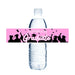 Pink water bottle label with black silhouettes of graduating students and white "CONGRATS Graduate" text, designed to wrap around a clear plastic water bottle.
