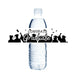 Water bottle label featuring "Congrats Graduate" text with silhouettes of graduating students in caps and gowns against a white background.