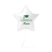 White star-shaped foil balloon with green graduation cap icon and "CONGRATS Name" text, attached to a string.