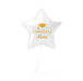 White star-shaped foil balloon with gold graduation cap icon and "CONGRATS Name" text, displayed with string.