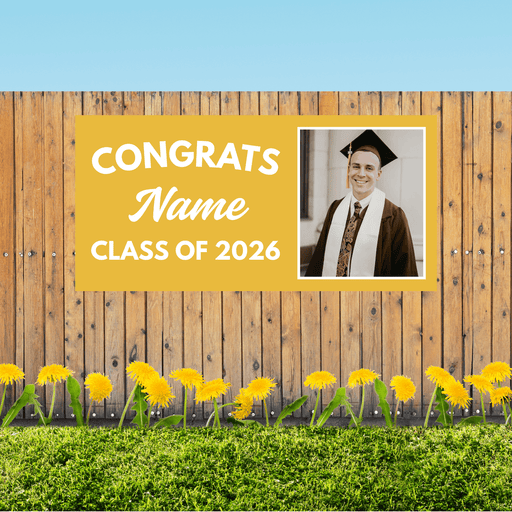 Grad in Color Custom Congrats Banner Name and Photo 2'x4' | 1ct