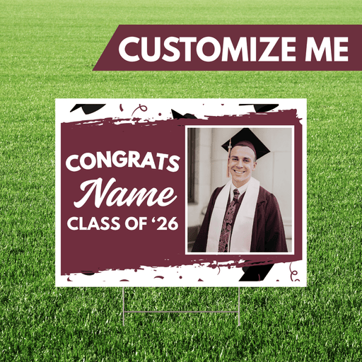 Grad In Color Custom Name & Image Yard Sign 24"x18" | 1ct