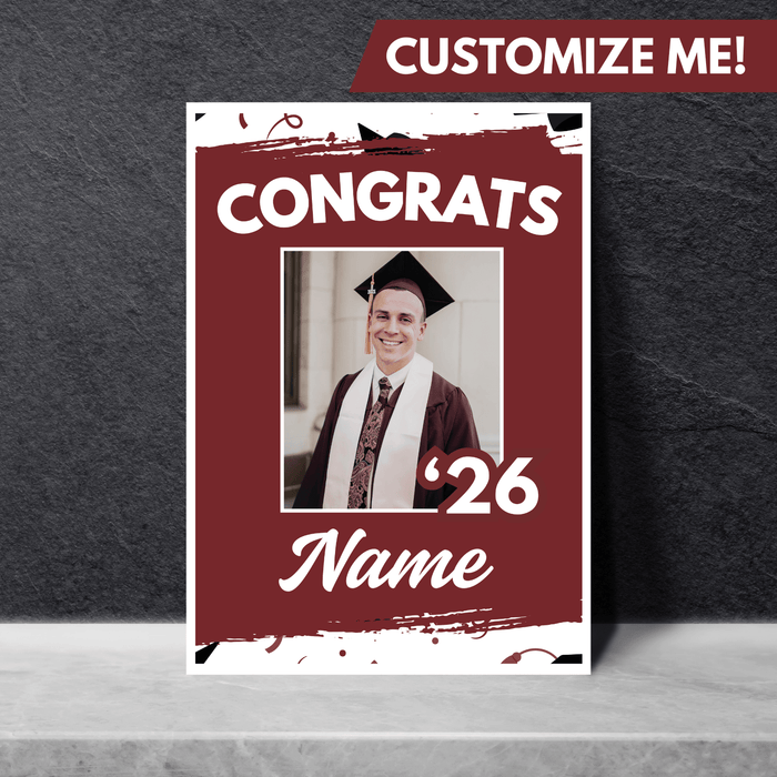 Grad In Color Gongrats Custom Foam Sign Name and Photo 24"x36" | 1ct - Zurchers