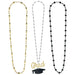 Graduation Black, Silver & Gold Layered Beaded Necklaces 20" | 3pcs