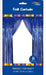 Blue metallic foil curtain with colorful fringe trim at top and bottom, 8 feet tall, packaged for party decorations.