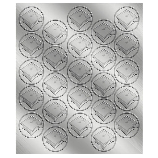 Graduation Cap Sticker Silver Seals | 50ct