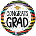 Graduation Congrats Grad Colorful Stripes Mylar Balloon 18" | 1 ct
