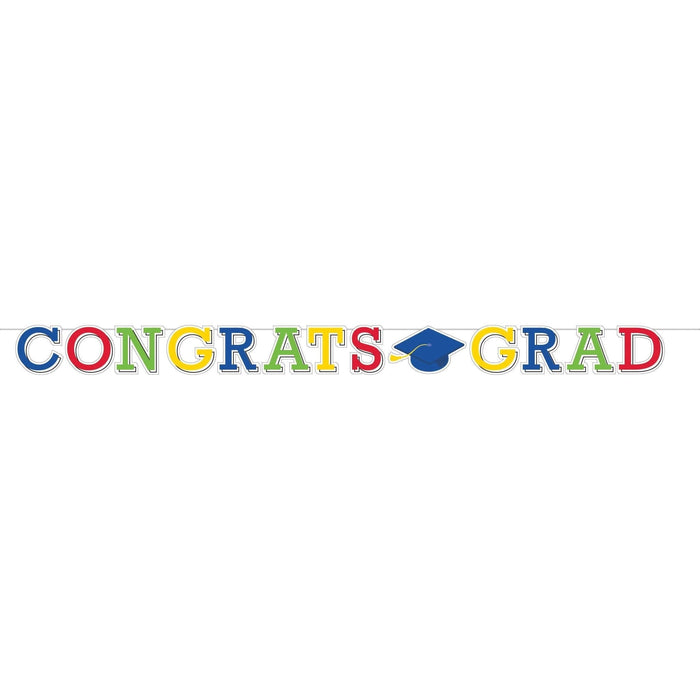 Graduation Hats Off Grad Shaped Banner 8' | 1 ct