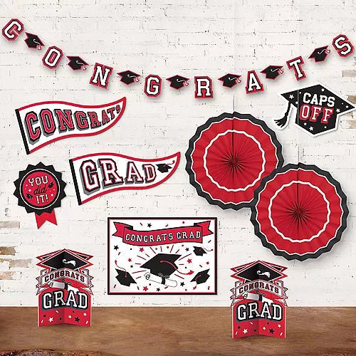 Graduation Room Decorating Kit Red 10pcs | 1 ct