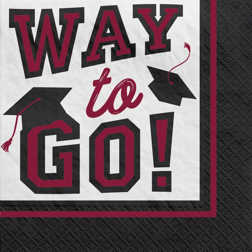 Graduation True To Your School Beverage Napkins Maroon | 40 ct