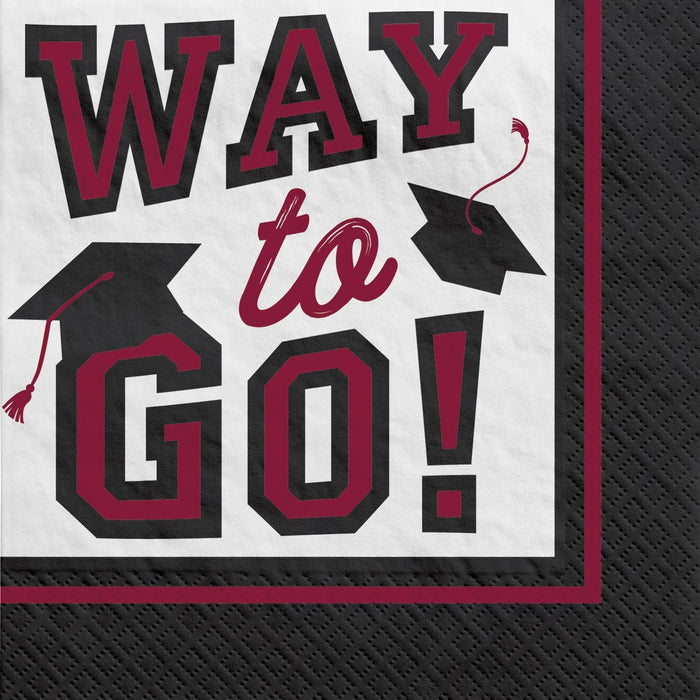 Graduation True To Your School Beverage Napkins Maroon | 40 ct