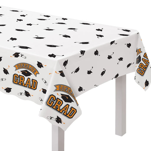Graduation True To Your School Orange Table Cover 54" x 102" | 1ct