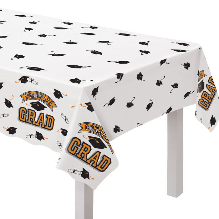 Graduation True To Your School Orange Table Cover 54" x 102" | 1ct
