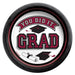 Round paper plate with maroon and black border featuring "You Did It Grad" text, graduation cap and diploma illustrations on white center.