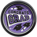Graduation True To Your School Round Plates Purple 9" | 20 ct