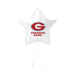 White star-shaped foil balloon with a red "G" logo and "CONGRATS NAME!" text in red, attached to a string.