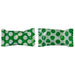 Two green and white polka dot patterned candy wrappers displayed side by side showing the front and back of buttermint cream packaging.