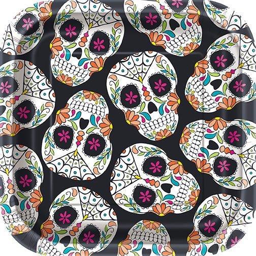 Halloween Skull Day of the Dead Plates 7" | 8 ct