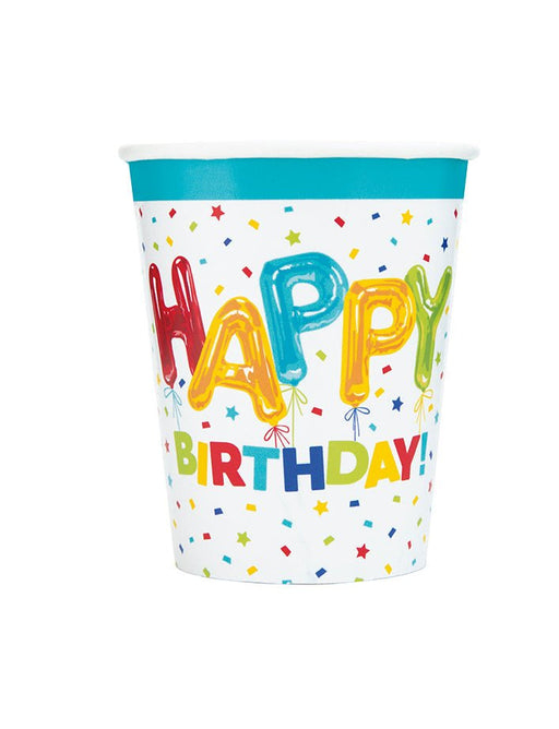 Happy Birthday Balloon Cup 9oz | 8ct
