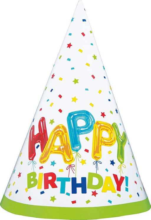 Happy Birthday Balloon Party Hats | 8ct