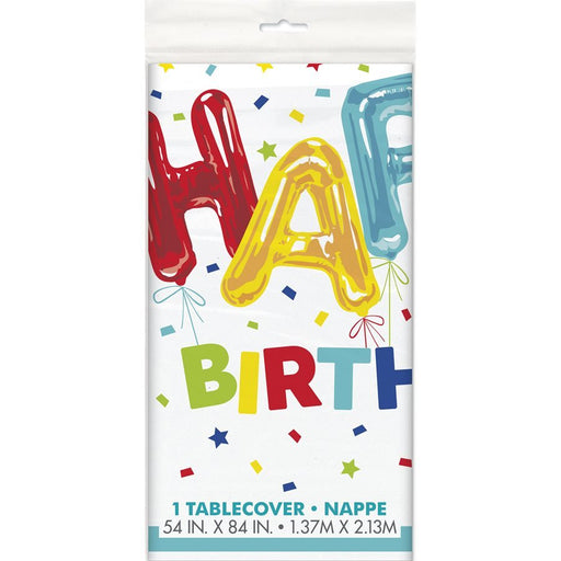 Happy Birthday Balloon Plastic Tablecover | 1ct