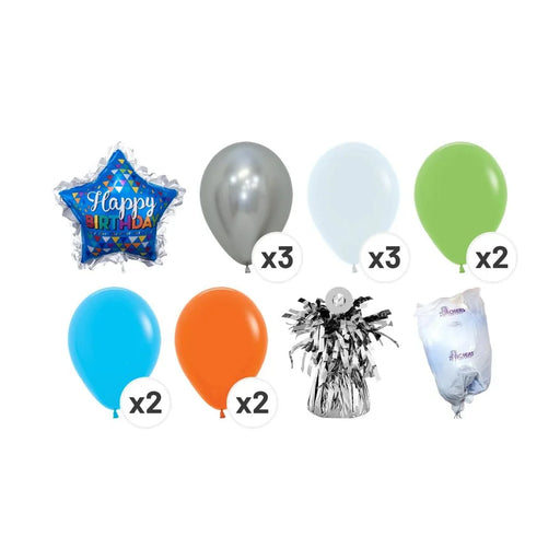Happy Birthday Blue Star Balloon Bouquet | 15 pcs