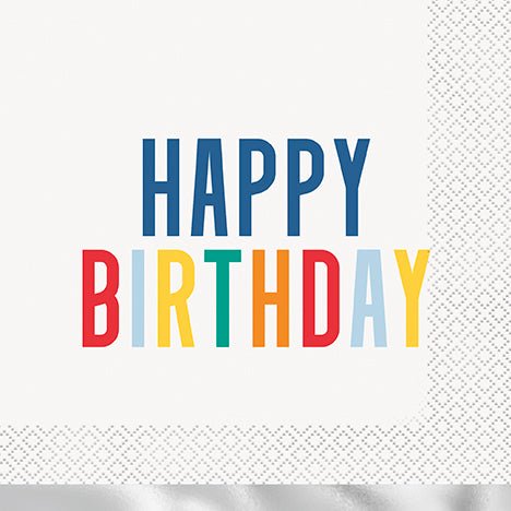 Happy Birthday Dots Foil Lunch Napkins | 16ct