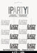Package of six hanging birthday decorations in alternating silver and black glitter "happy birthday" text designs, each strand measuring 152.4 centimeters long.