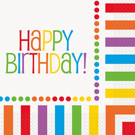 Happy Birthday Rainbow Edge Lunch Napkins | 16ct