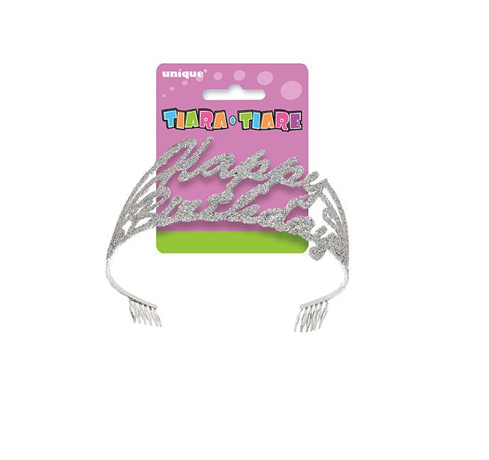 1ct Tiara Happy Birthday Script Glitter