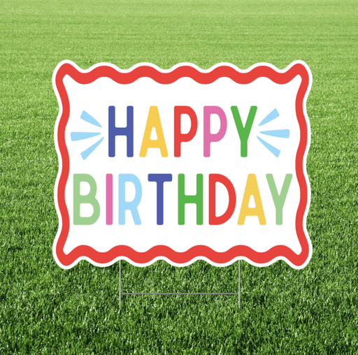 Happy Birthday Wavy Multicolor Yard Sign 24x18" | 1ct