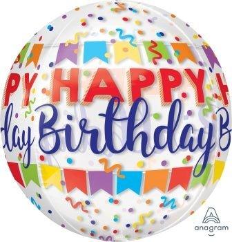 Happy Birthday Banner Bash Orbz Balloon 15" | 1ct - Zurchers