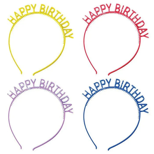 Happy Birthday Glitter Headbands 6" | 4ct