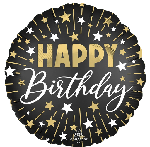 Happy Birthday Gold, Silver, & Black Mylar Balloon - 18" | 1 ct. - Zurchers