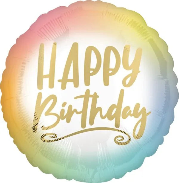 Happy Birthday Ombre & Gold Mylar Balloon 17" | 1ct. - Zurchers