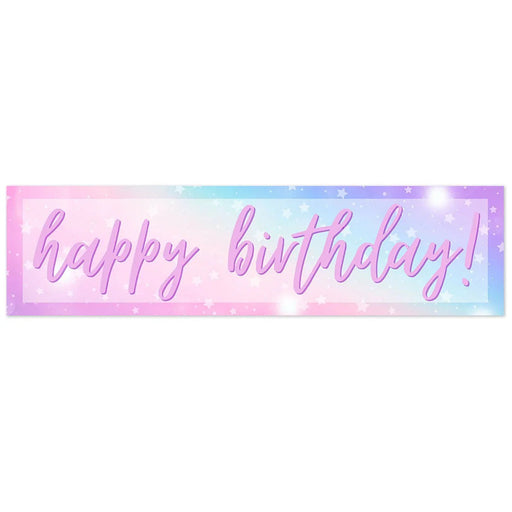 Happy Birthday Shimmering Stars To-Go Banner 50" x 13" | 1ct