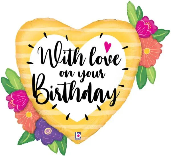 Happy Birthday With Love Supershape Mylar Balloon 35" | 1ct - Zurchers