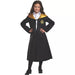 Child wearing a black wizard robe with gold-lined collar and a crest emblem, paired with a white shirt and black shoes.